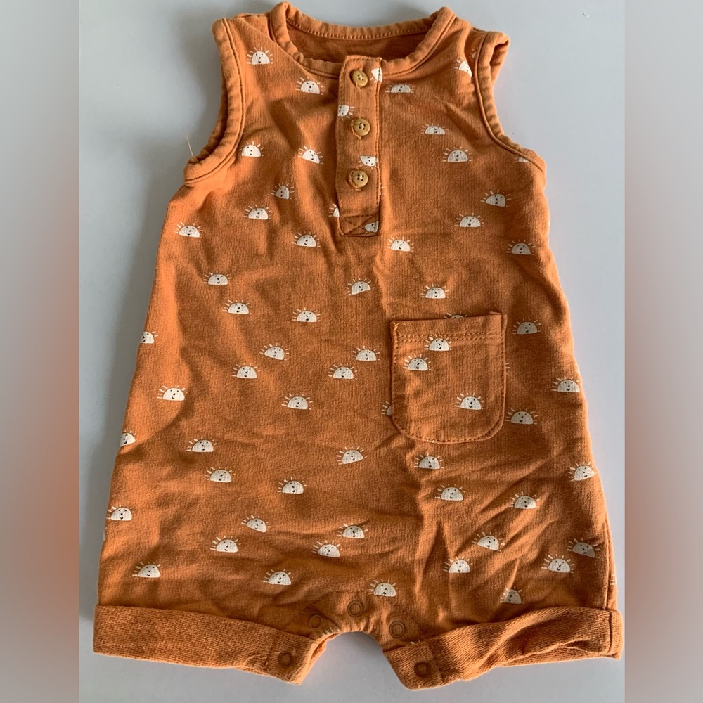 Little Me Orange Bear Print One Piece